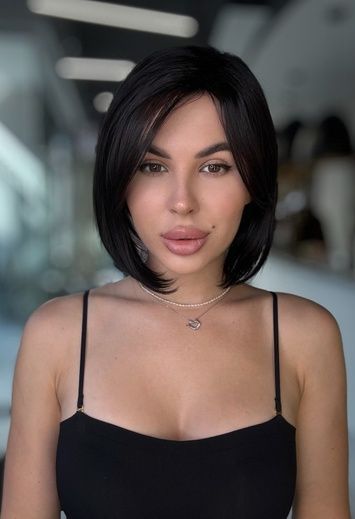 Wig women's 53070 HCXD934 (2) Artificial dark hair of medium length