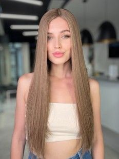 Накладка система 7919 HL-24-18 (18). Натуральне русяве довге волосся - фотографія