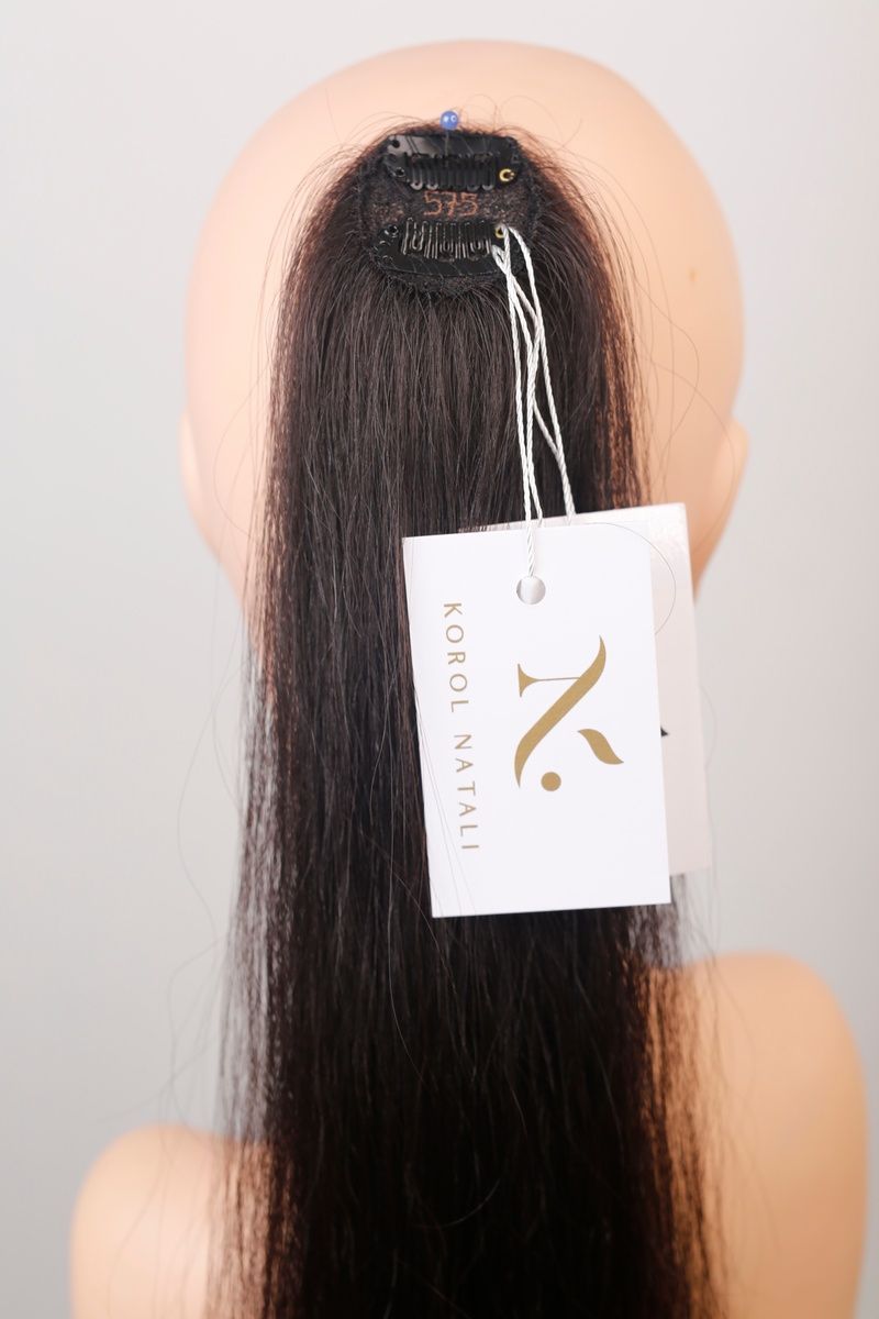Natural clip-in ponytail 9/575 (4/0) Dark long hair