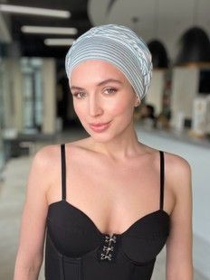 Головной убор 12216. Модель шапочка с драпировкой на четырёх швах - фото