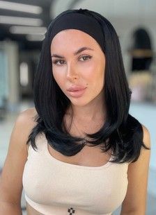 Полупарик на ленте 70140 H*D*MONACA*1. Искусственные тёмные длинные волосы - фото