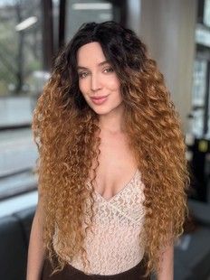 Парик женский 53061 HCXD773 (SOP43026). Искусственные рыжие длинные волосы - фото