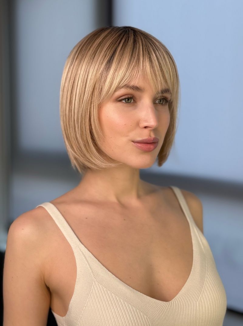 Wig women's 041510 Sing Mono Part (Pearlblonde Rooted) Artificial blonde hair of medium length