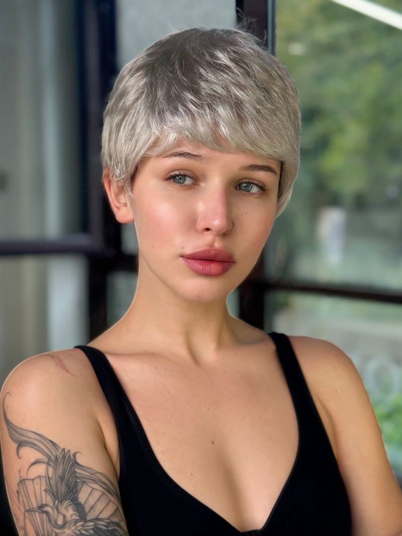 Synthetic women's wig 041577 Shorty Lace (305K) Gray short hair