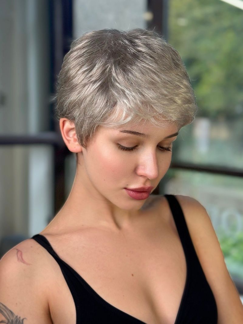 Synthetic women's wig 041576 Shorty Lace (GL56-60) Gray short hair