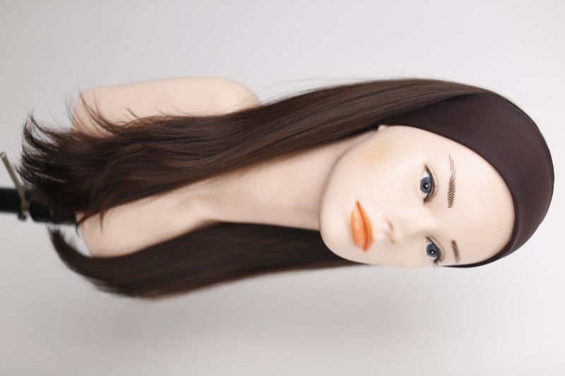 Naturalna p&oacute;ł peruka na wstążce Headband 7/400 (5+6+8) Słowiańskie jasnobrązowe długie włosy - фото