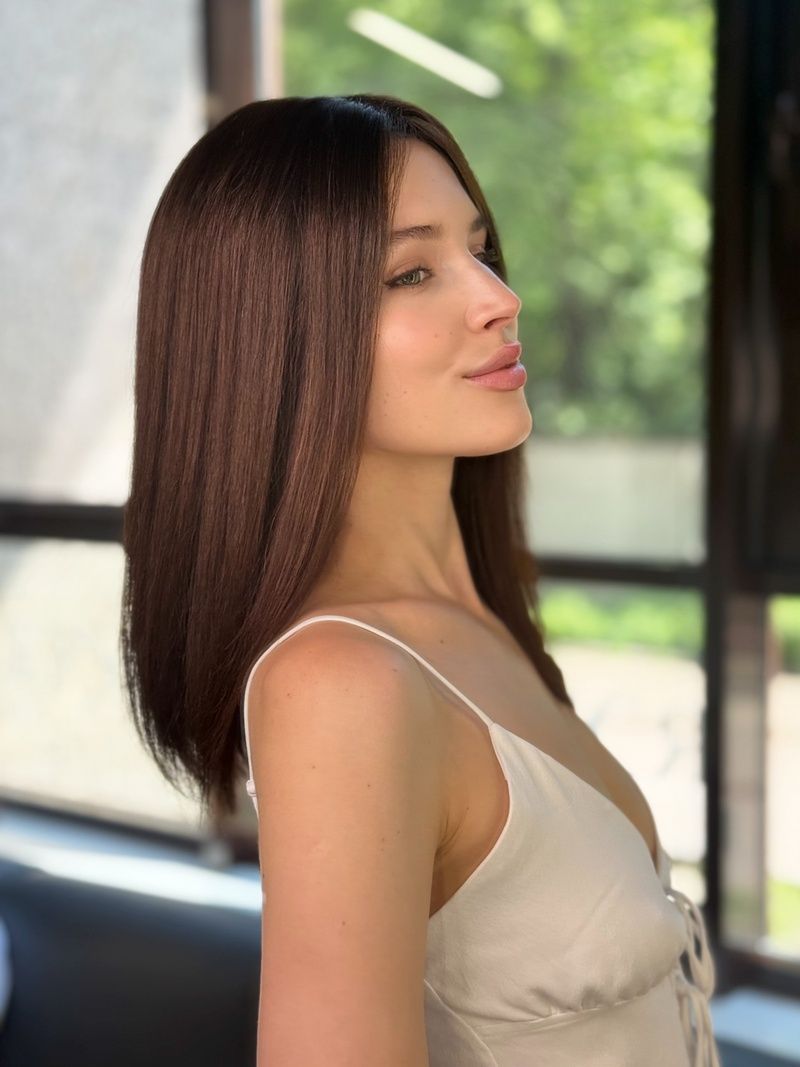 Naturalna peruka systemowa damska 31529 Wigs M Top 65*7 (1С) ciemne długie włosy - фото
