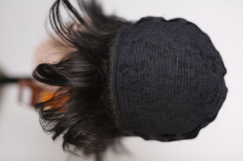 Synthetic wig women's 53098 H1421G AT (2)  Dark hair of medium length