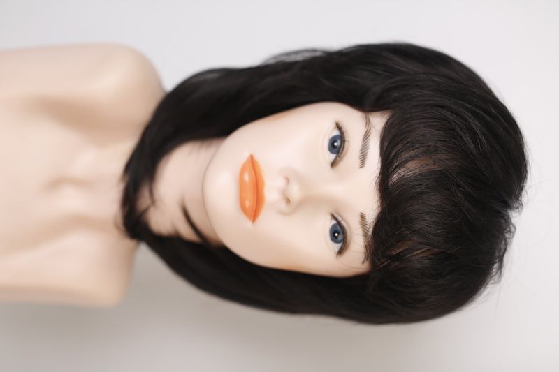 Synthetic wig women's 53098 H1421G AT (2)  Dark hair of medium length