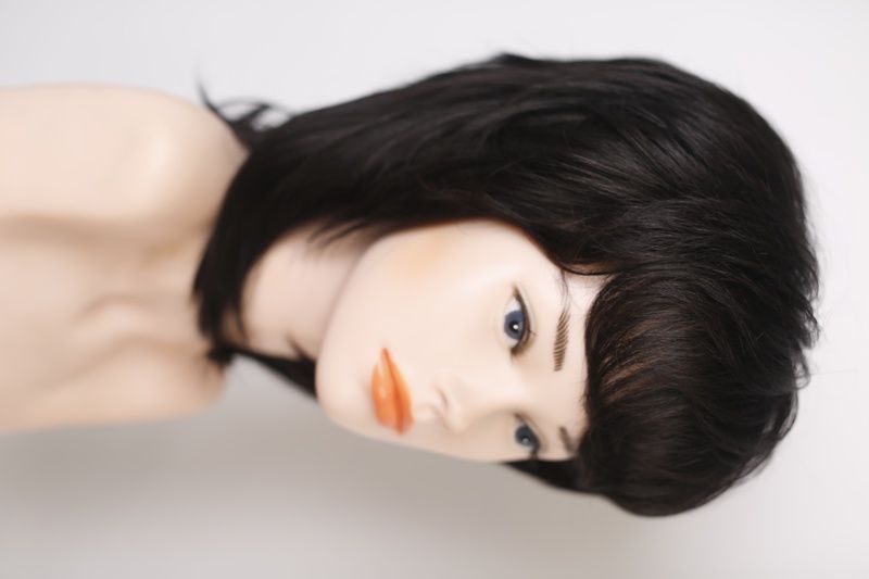 Synthetic wig women's 53098 H1421G AT (2)  Dark hair of medium length