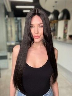 Hair systems 7910 HL-7*8-24S (4/0). Natural dark long hair