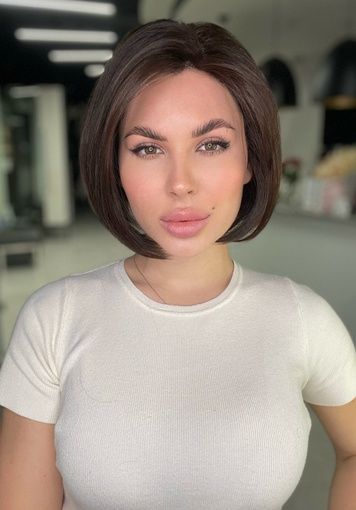 Wig women's 52778 HDW3189 TERMO LACE+MONO (6) Medium Length Dark Synthetic Hair