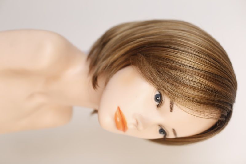 Women's synthetic wig 041527 First Mono Lace (12/24+8) Medium-length light brown hair