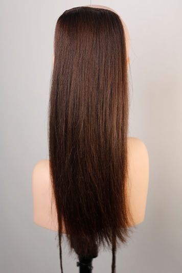 Натуральний хвіст на стрічці 9/550 (6/0) Темне довге волосся - фотографія