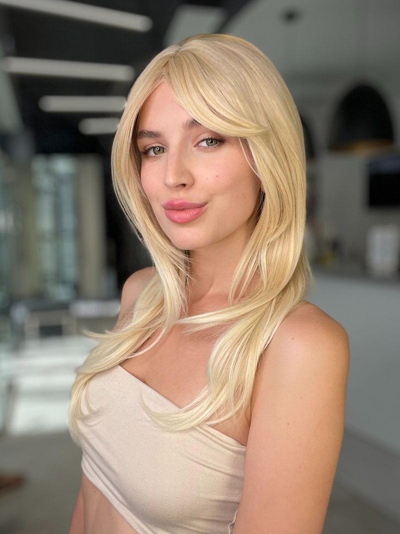Перука жіноча 52540 CXD881 (24BT613) Artificial blonde long hair - фотографія