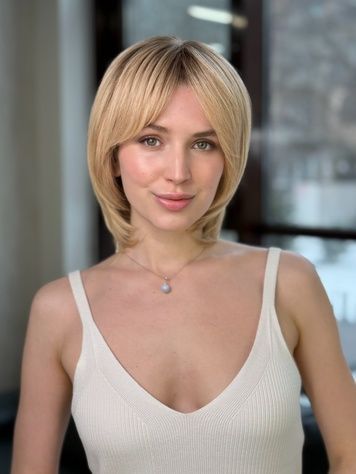 Natural wig women's 31633 Wigs-8/0+10/0 (8/0+10/0) Blonde hair of medium length