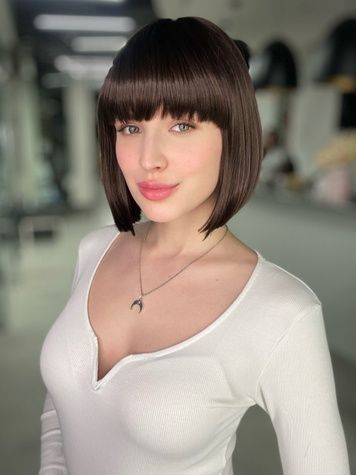 Wig women's 53058 HTR-8039 (6) Artificial dark hair of medium length