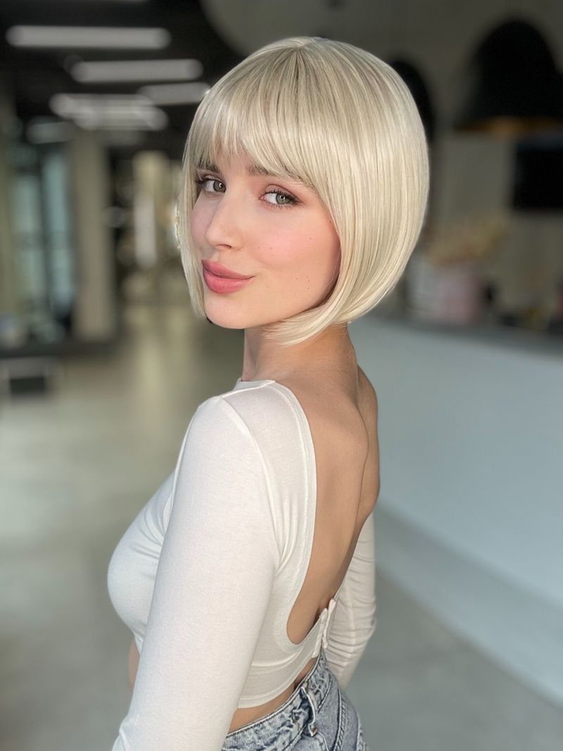 Искусственный парик женский 52673 CXD738G(FA) (MIX613/122) Cветлые волосы средней длины - фото