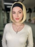 Half wig on a ribbon 7780 FALL+BOB (24BT613) Artificial blonde hair of medium length